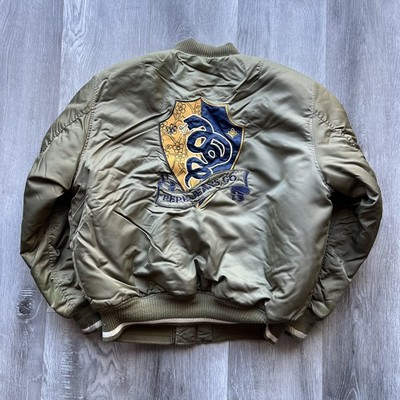 Y2K Pepe Jeans Nylon Bomber Embroidered Satin Olive Green Mens Jacket XL