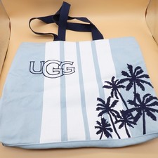 Borsa tote UGG donna grande palma spiaggia blu righe tela tropicale