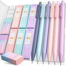Nicpro 6PCS Pastel Mechanical Pencil Set with Case Cute Drafting Pencils 0.5m...