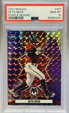 🔥⚾️SETH BEER 2022 Panini Mosaic Purple Mosaic Prizm RC /49 #PSA 10 GEM MINT⚾️🔥