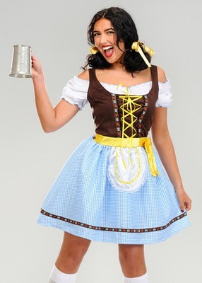 bavarian ladies dress Oktoberfest Blue Beer Girl Costume Swatch:#f2f0ec