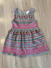 Girls Peek Sleeveless Heavily Embroidered Dress Size S 4-5