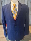 Hickey Freeman Modern Blue Plaid  Wool Blazer Sport Coat Jacket Sz 44R USA Made