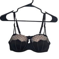 Adore Me Bra Black Rylie Push Up polka dot lacey Size 36B balconette