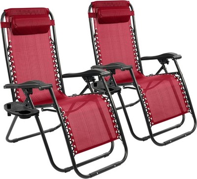 Elevon Zero Gravity Chair Set of 2 with Cup Holder Pillows