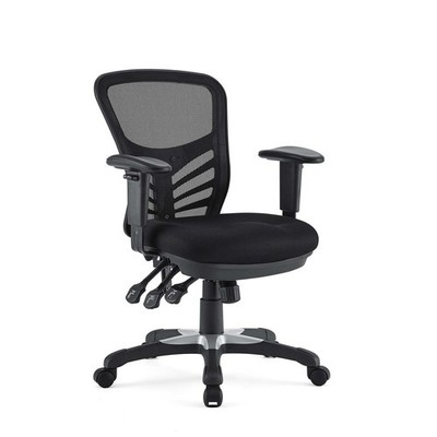 Ergonomic Black Office Chair with Adjustable Armrests and Mesh Back