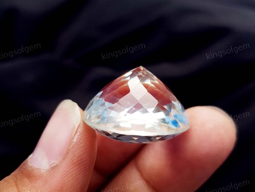 Cristallo colore bianco naturale 58 ct forma rotonda quarzo occhi pulito gemma sfusa - Foto 5 di 5