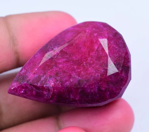 179.0 Ct Natural Huge Red Ruby Certified Earth-Mined Pear Cut Loose Gemstone