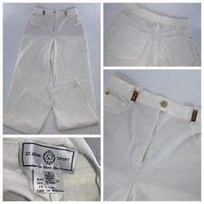 St. John Sport Marie Gray Pants 2 White Cotton Stretch Straight Leg YGI R4-84