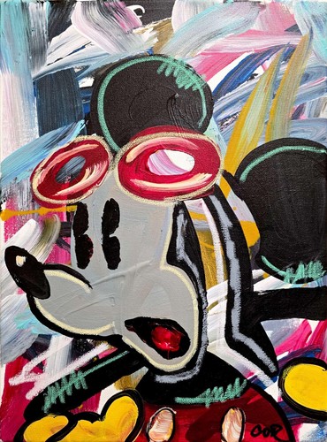 Corbellic Mickey Mouse Pilot 12x16 Abstract Cartoon Original Collectible Pop Art - Picture 2 of 8
