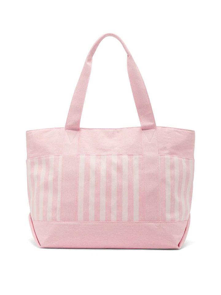 Victoria's Secret Pocket Beach Tote Stripped Pink Color Bag - Image 3 of 4