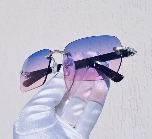 Cartier sunglasses C decor diamond rimless silver/burgundy Frame Glasses Vintage