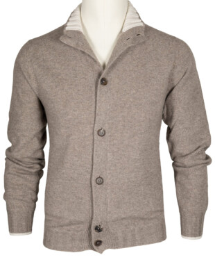 Fioroni Cardigan in Braunbeige mit zwei Taschen aus ''Cashmere Duvet''