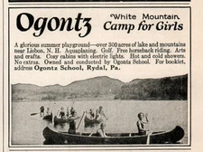 1924  Ogontz White Mountain Camp Girls Summer Photo Canoe Print Ad