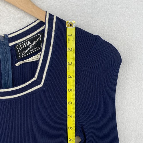 CRISSA Linea Italiana Dress S Sweater Knit Ribbed Square Neck Sweater Blue Italy - Picture 14 of 17