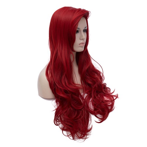 Quality Fancy Party Red Cosplay Wig Ariel Disney's The Little Mermaid Adult AU - Picture 4 of 6