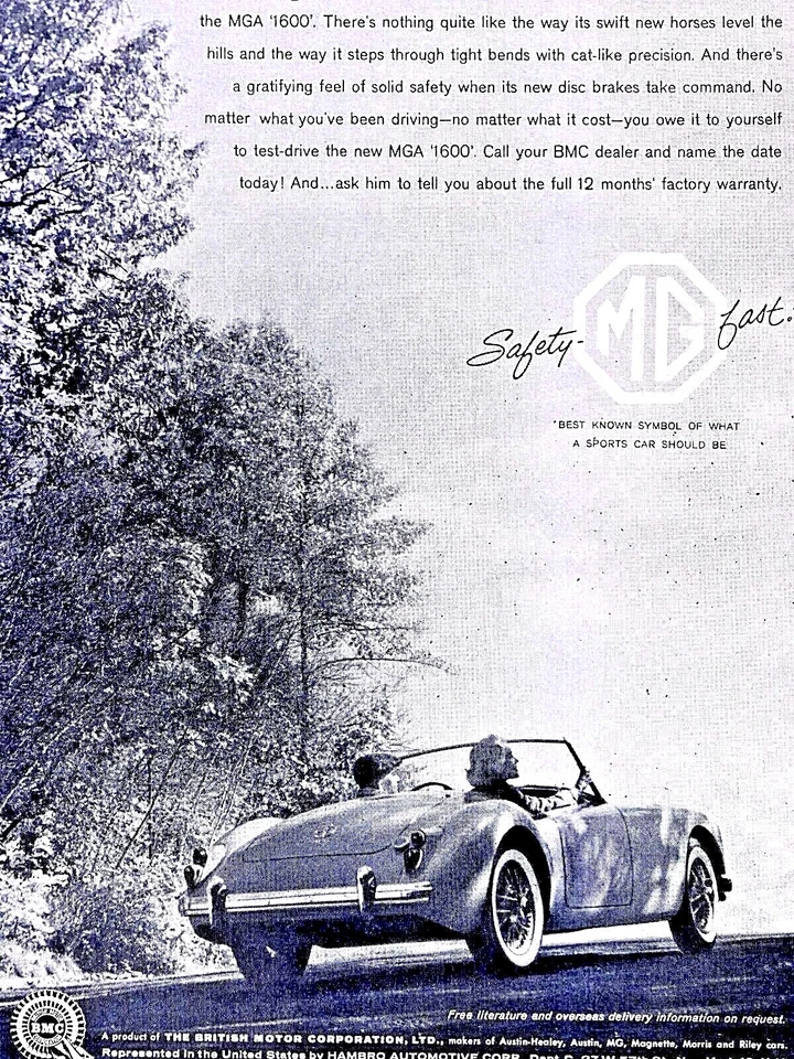 1960 MG 1600 Poetry In Motion Vintage No Border Original Print Ad 8.5 x 11" - Image 4 of 4