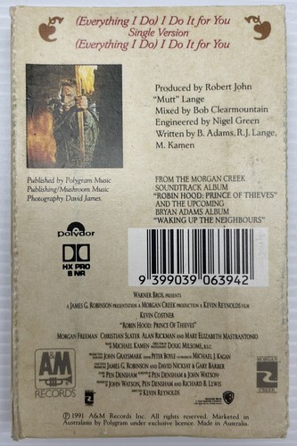 Bryan Adams I Do It For You Cassette Tape Single A&M Records 1991 Cassingle - Picture 6 of 24