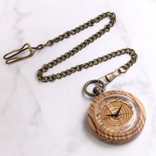 Natural Wood Pocket Watch with Chain 5th Anniversary Gift to Him / Her