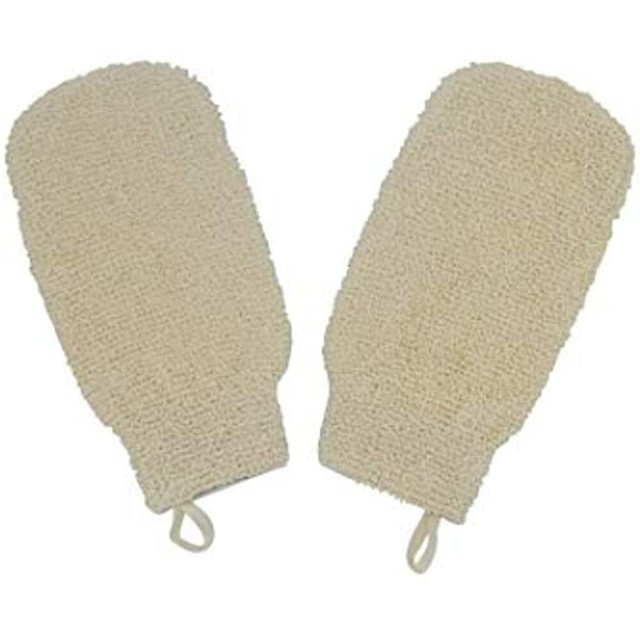 Natural Cotton Ramie Dual Sided Exfoliating Glove Hand Mitt Mitten