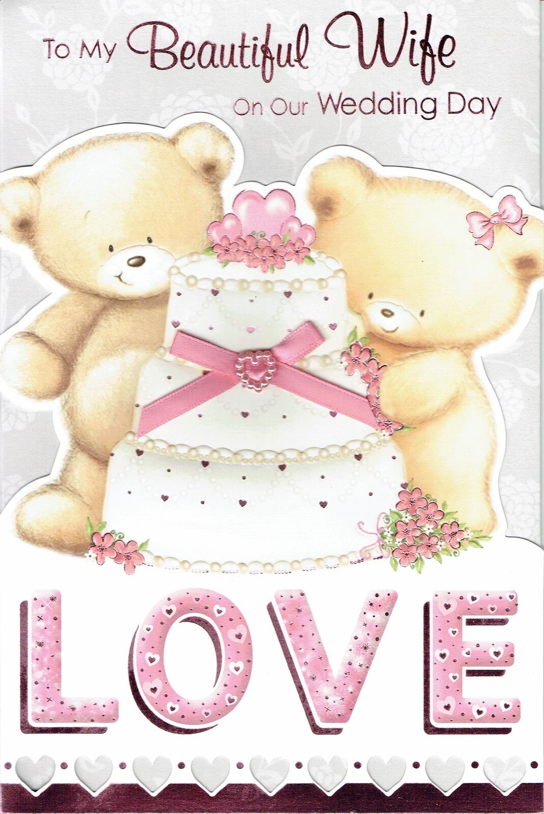 WIFE WEDDING DAY CARD  Quality Cute Design with Lovely Words