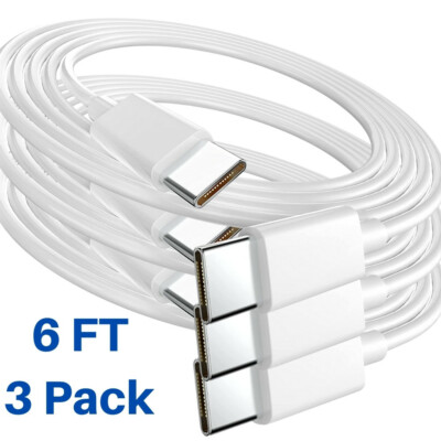 USB C to USB C Cable Type C Fast Charger Cord For Macbook Samsung Android 3 Pack