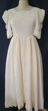 Vintage 80s Custom Silk Victorian Style Wedding Dress Size S