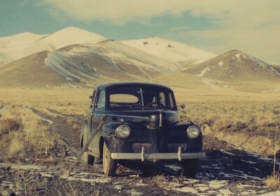 PHOTO PRINT Black Car Desert Road Snow Mountains Nevada Remote Winter Drive