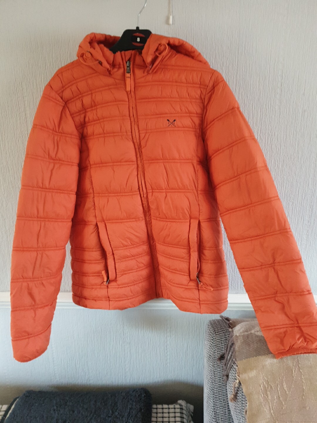 Crew Clothing Company Orange Lightweight Quilted Jacket With Zip Off Hood 12