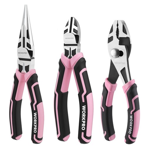 WORKPRO 3PCS Plier Set Needle Nose Plier Slip Joint Plier Diagonal Cutting Plier - Picture 3 of 10