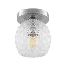 YANSUN 5 in. 1-Light Mini Chrome Industria Semi Flush Mount, Globe Glass Shade