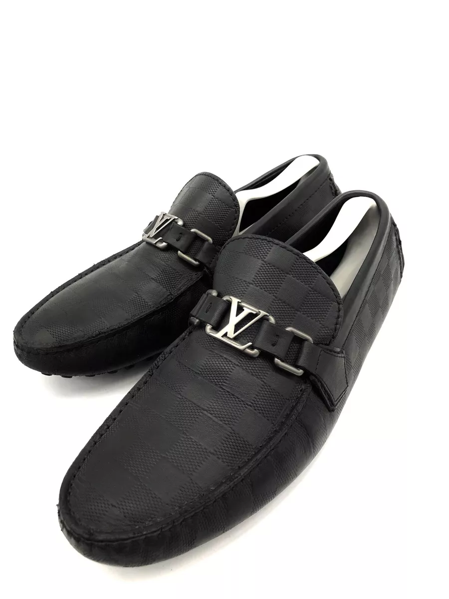 $700 LOUIS VUITTON Black DAMIER HOCKENHEIM LOAFER Mens Sz 8.5 italy / 9.5 us