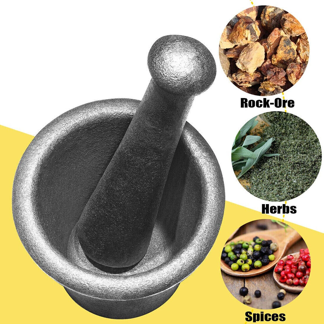 Cast Iron Mortar Pestle Rock Ore Crusher Large Size Pulverizer Assay Gold Mining