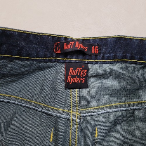 Ruff Ryder Vintage Denim Jeans Size 16 Hip Hop Era 90s Y2k Paisley Wide Leg Cuff - Picture 12 of 12