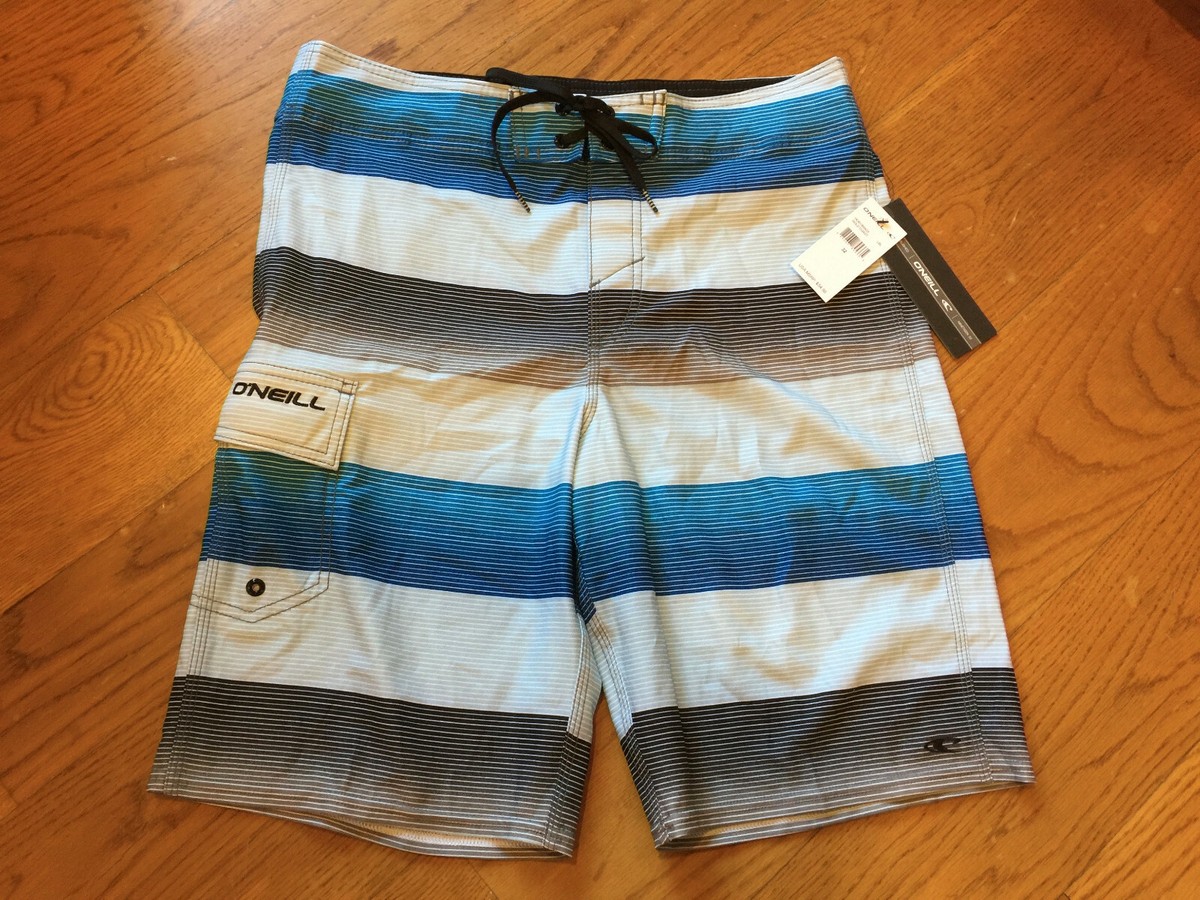 O'Neill Men's Board Shorts Bathing Suit Gold Coast Blue Black Striped Sz  32, NEW