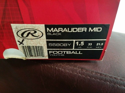 Rawlings #5580BY Marauder Mid Boys Youth Football Cleats Black 1.5Y - Picture 6 of 6
