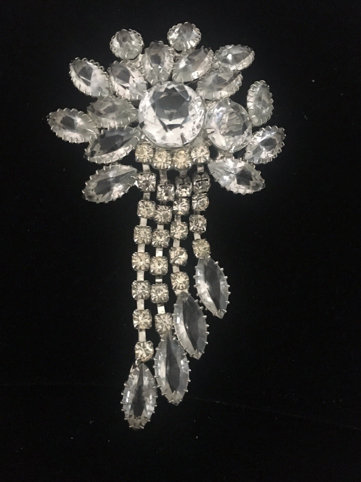 Juliana Dangling Clear Rhinestone Statement Brooch - image 3
