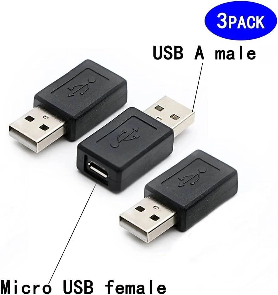 3x USB 2.0 A Type Male to 5 pin Micro USB B Type Female Cable Converter Adapter - Image 3 of 4