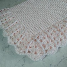 NEW Handmade Crochet Baby Blanket Afghan Lt Pink 28" x 31"