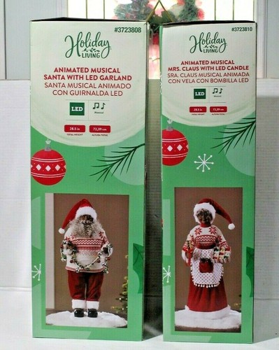 Holiday Living 28" African American Animated Musical Mr. & Mrs. Claus Christmas - Picture 2 of 4