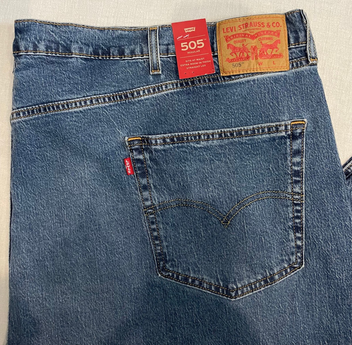 LEVIS 505 MENS BIG & TALL REGULAR FIT STRETCH JEANS 56X30 #0014