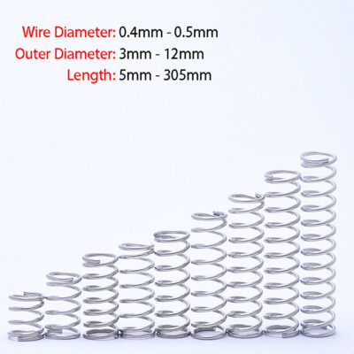 #ad Compression Spring Various 0.4 mm 0.5 mm Diameter amp; 305 mm Length Pressure Small $13.99