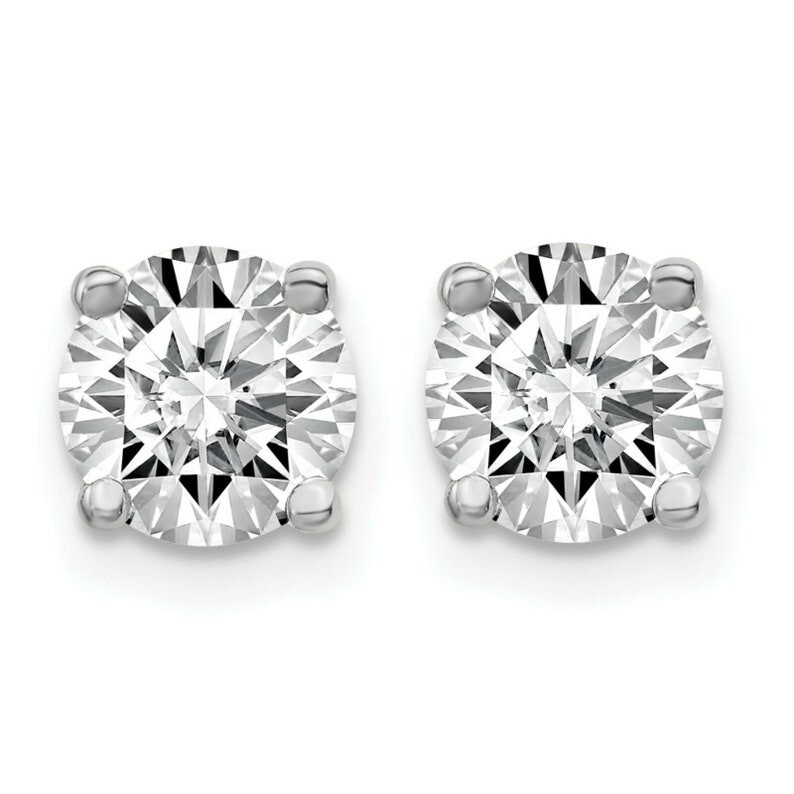 1Ct Round VVS1 Moissanite Stud Earrings in 935 Argentium Silver