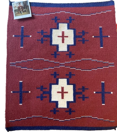 Sue Tsosie Navajo weaving Rug  Ganado  22" X 26" Hubbell trading W/tag Old Style
