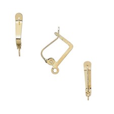 Gold 14K Plated Leverback Square Earring Findings Ear Hooks Earwires 10 pcs