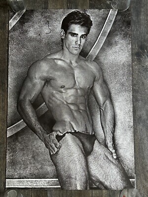 Poster Vintage 1990 - Hommes Musclés Sexy - USA Landmark - 90x60 Cm - Collection