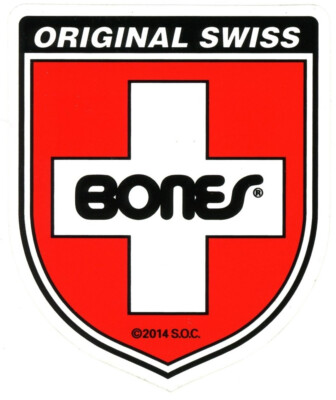 Bones Swiss Bearings Skateboard Sticker Rot Weiß Schwarz 6x10cm Gestanzt