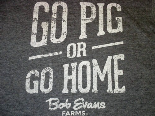 GO PIG OR GO HOME Bob Evans Farms T-SHIRT Adult Mens S Restaurant HAM Bacon PORK - 第 3/3 張圖片