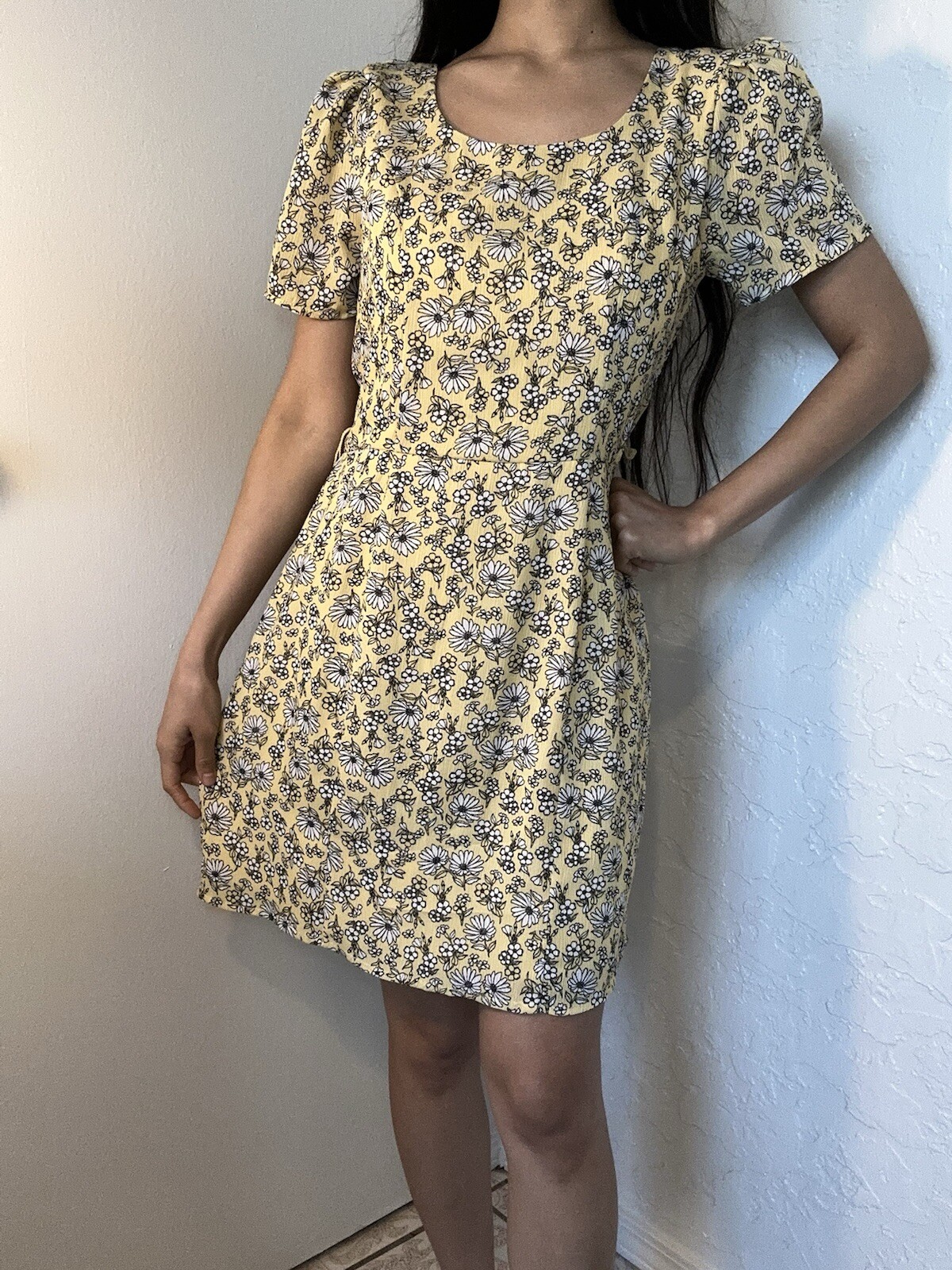 SALE 3 DRESSES FOR $20 Rowa Yellow Floral Dress Above Knee Size Small