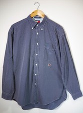 Tommy Hilfiger Men's Long Sleeve Button Up Shirt XL Navy White Polka Dots